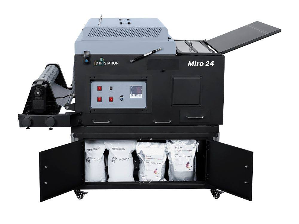 Máy Rắc Bột DTF Miro 24 tự động với tủ kệ lưu trữ